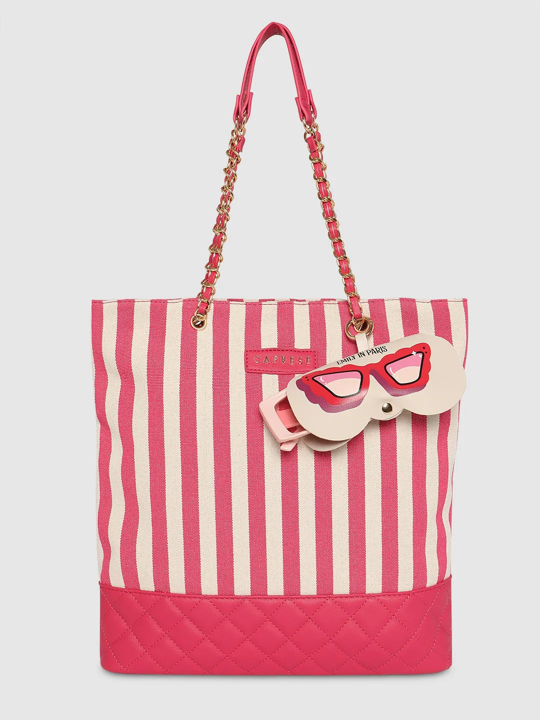 Caprese Emily In Paris Printed Medium Tote Handbag Pink