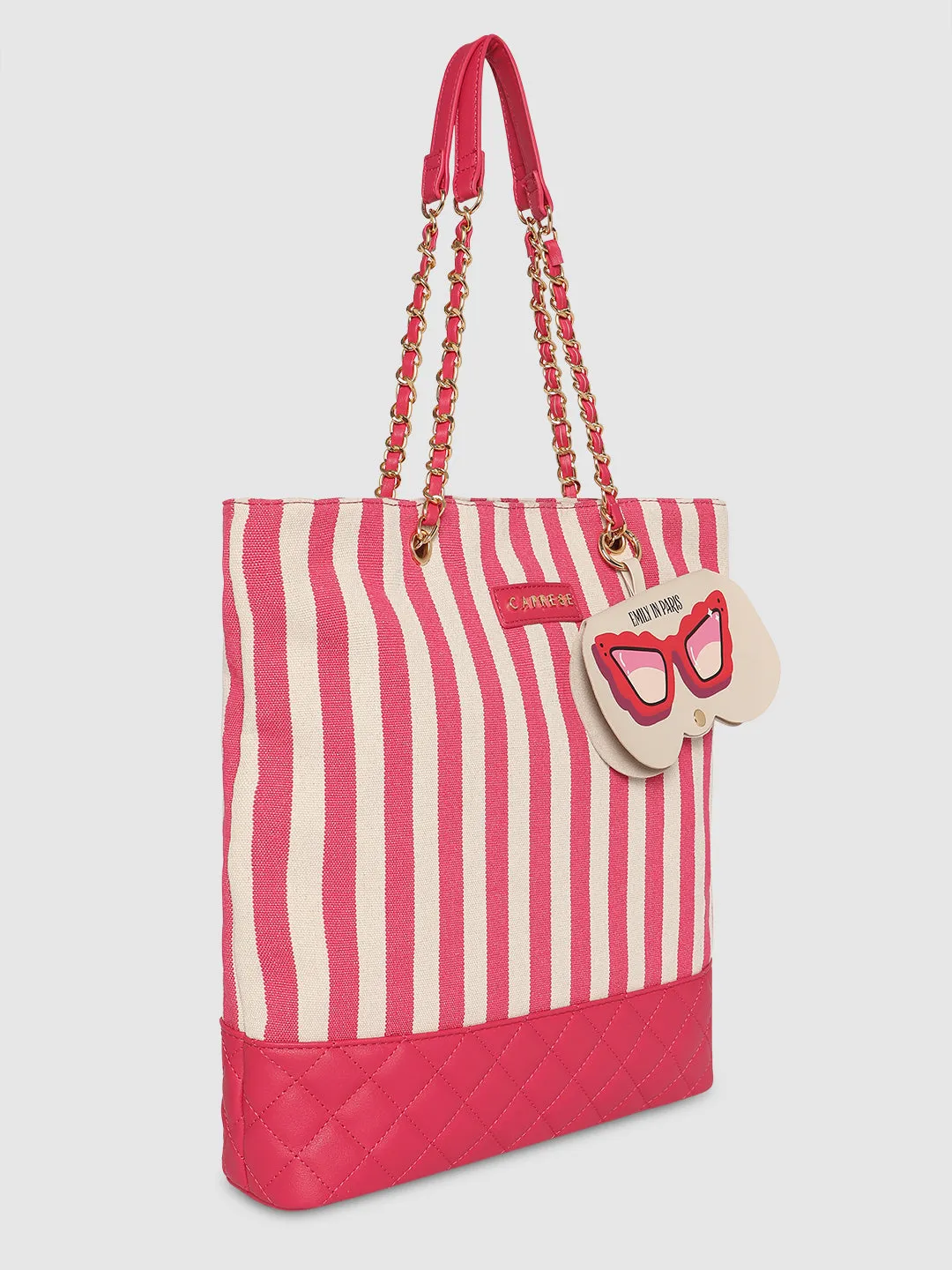 Caprese Emily In Paris Printed Medium Tote Handbag Pink