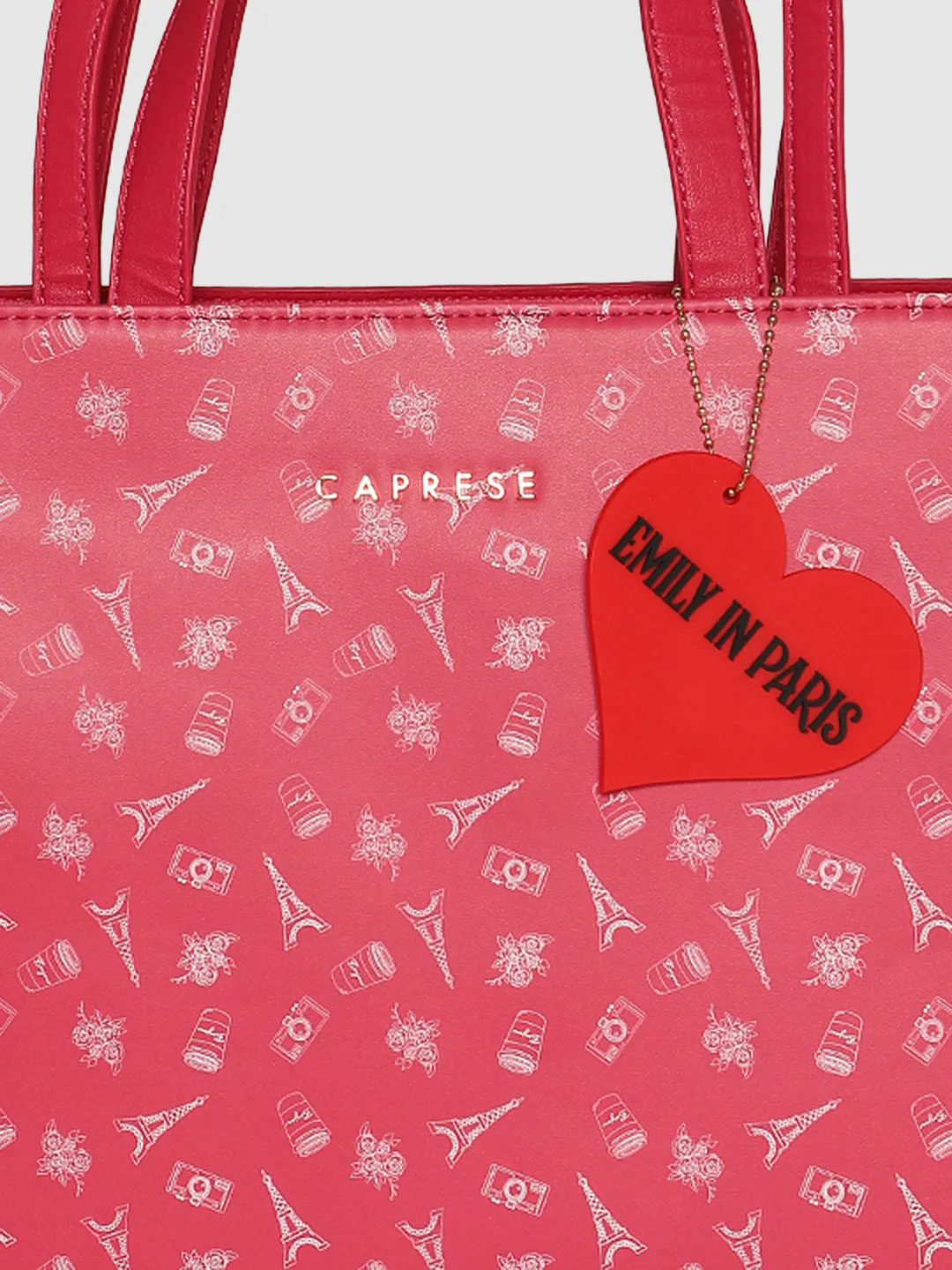 Caprese Emily In Paris Printed Tote Handbag Fuschia