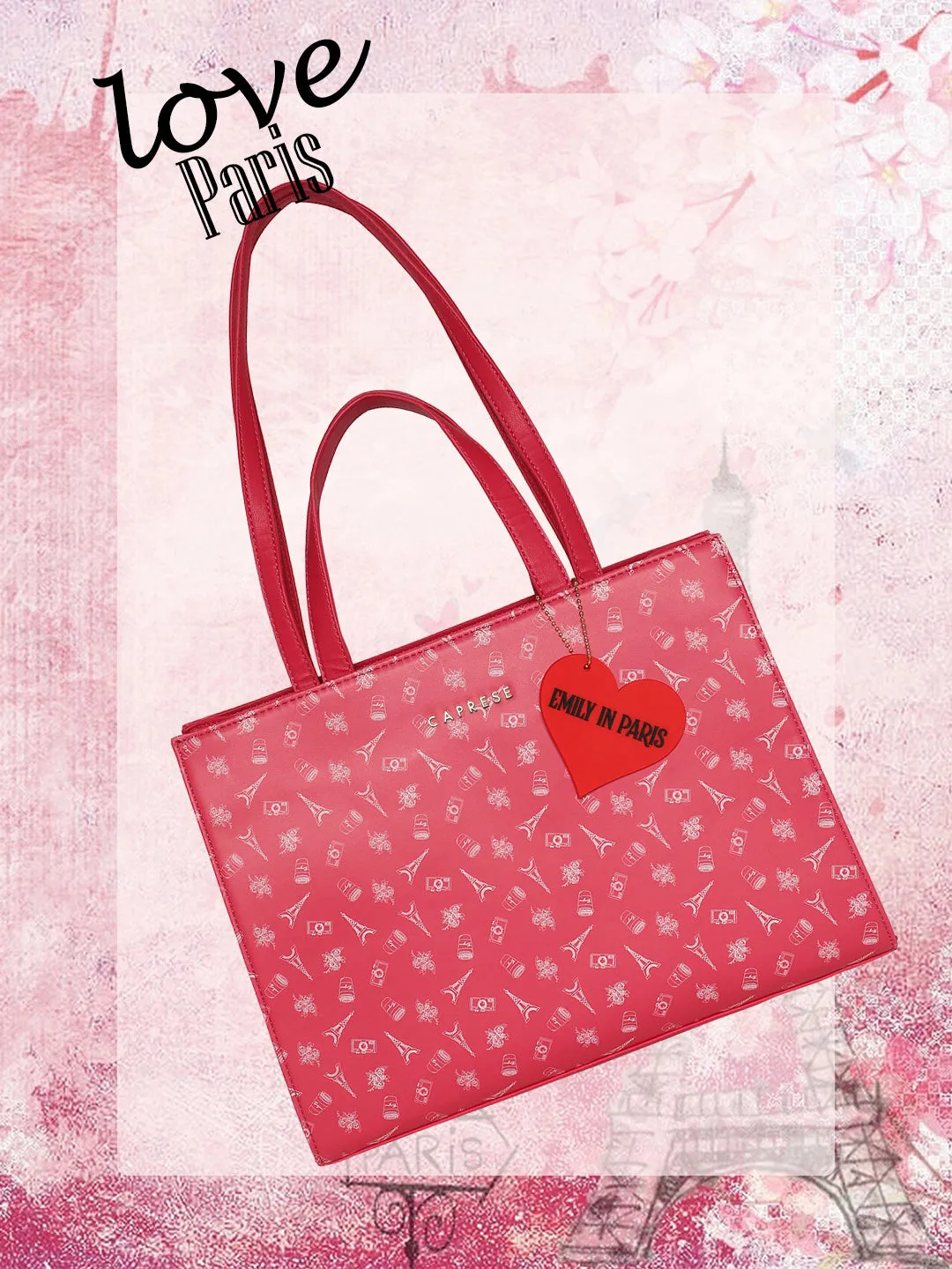 Caprese Emily In Paris Printed Tote Handbag Fuschia