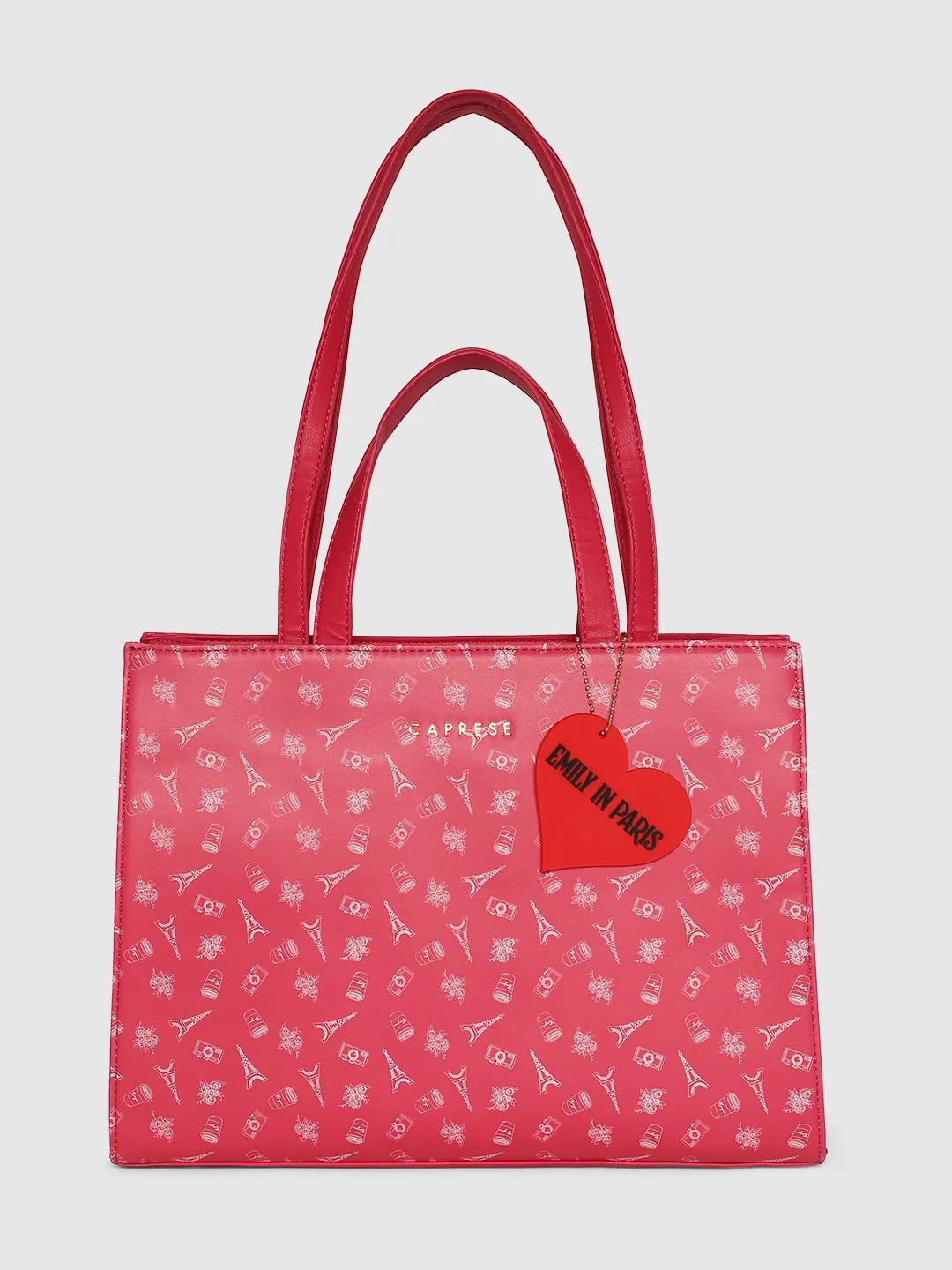 Caprese Emily In Paris Printed Tote Handbag Fuschia