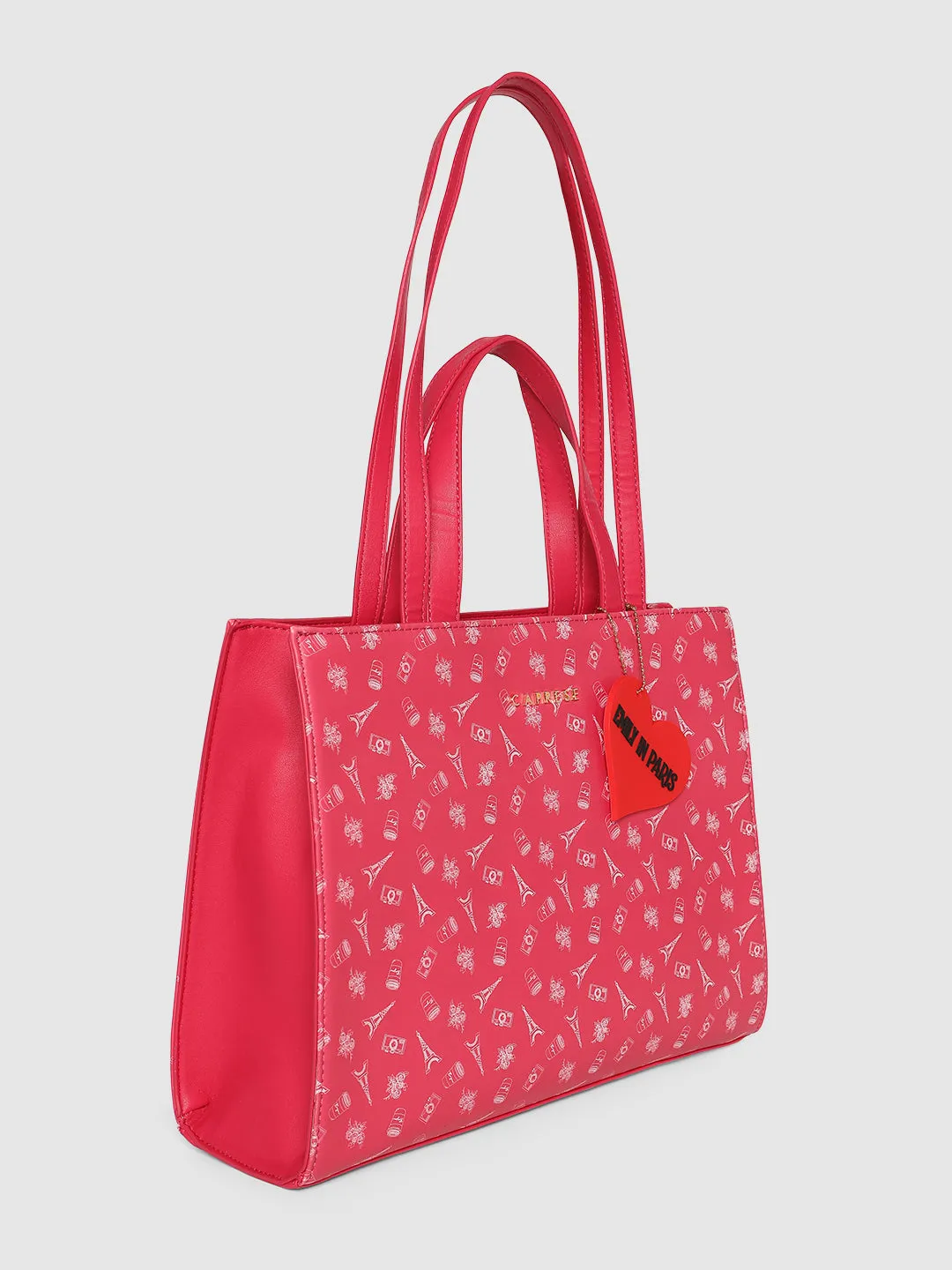 Caprese Emily In Paris Printed Tote Handbag Fuschia