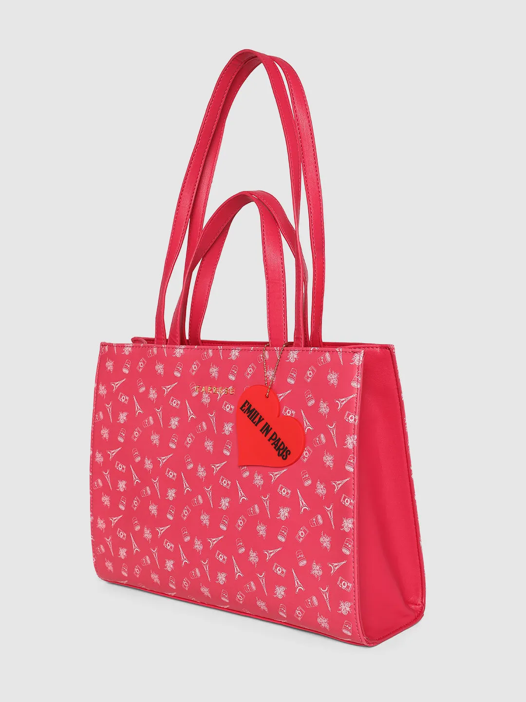 Caprese Emily In Paris Printed Tote Handbag Fuschia