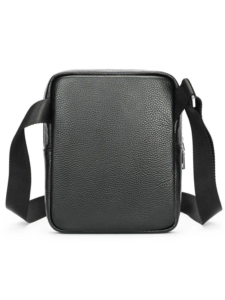 Casual Mens Small Shoulder Bag Genuine Leather in Black