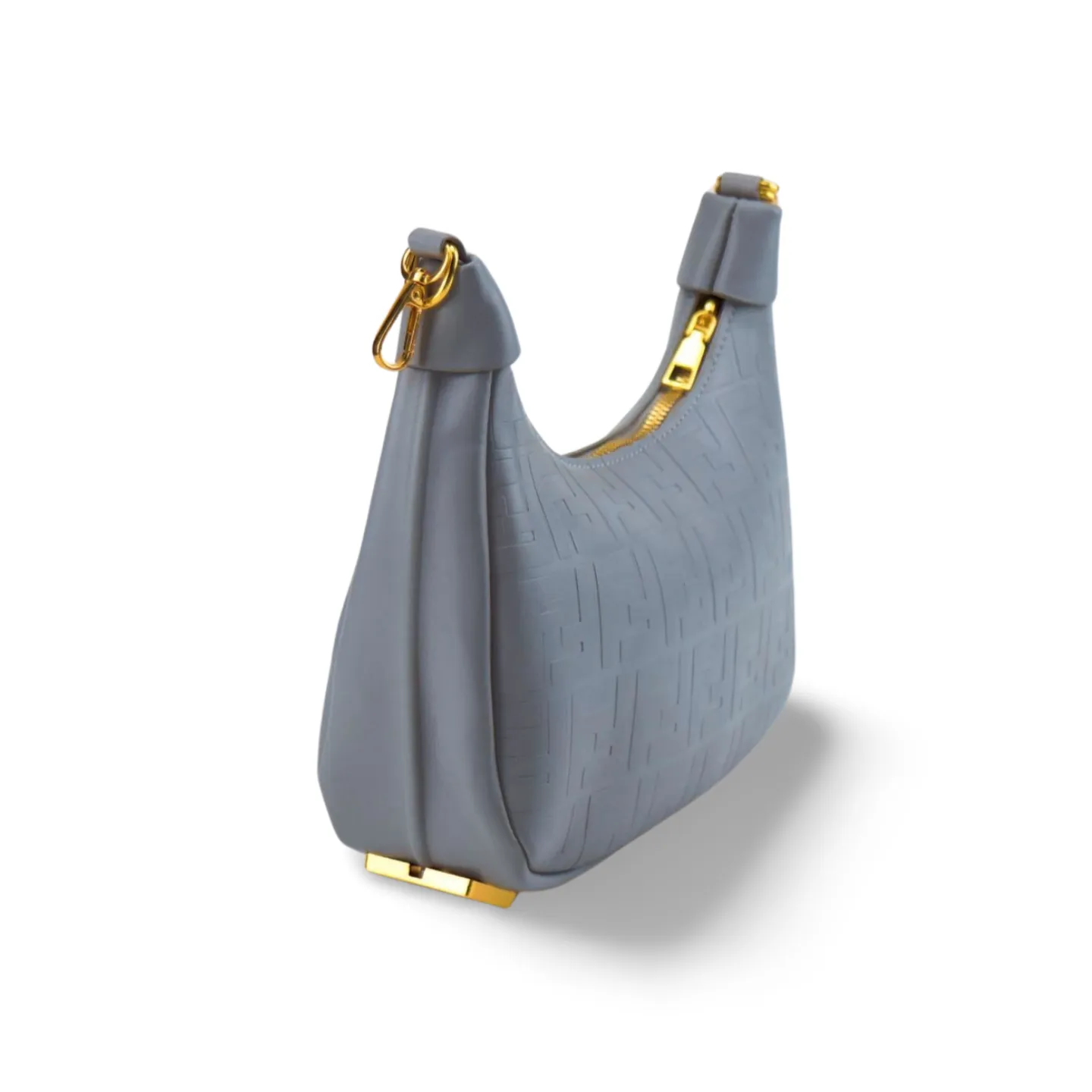 Chic Embossed Pu Leather Shoulder Bag with Gold Accents