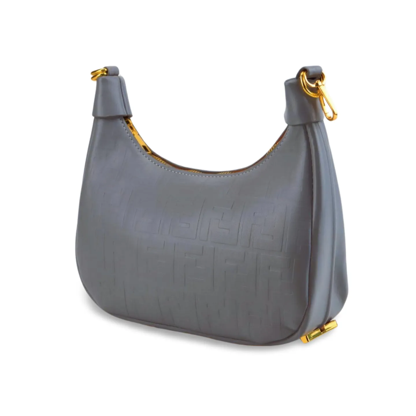 Chic Embossed Pu Leather Shoulder Bag with Gold Accents