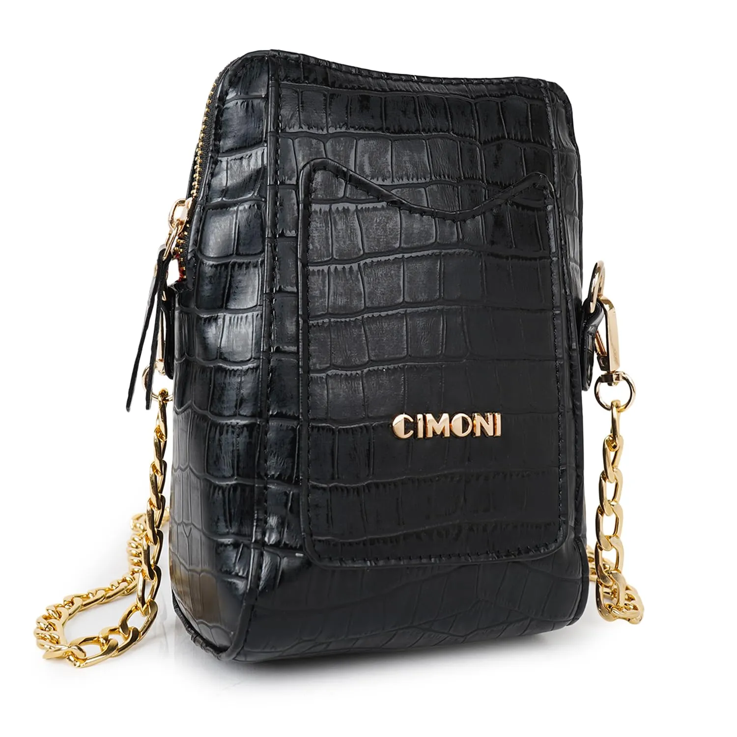 CIMONI Trendy Mobile Sling Bag for Ladies/Girls Small with Chain Strap Side Purse For Women Cross Sling Wallet/Mobile Case (Matte Croco)