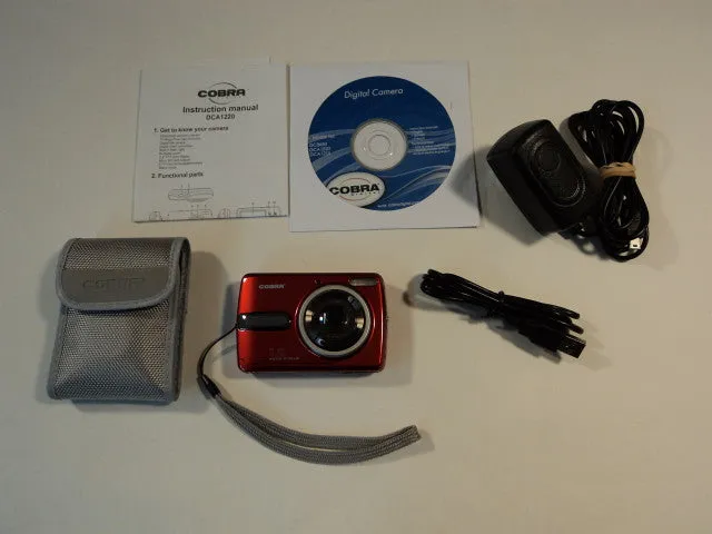 Cobra 12MP Digital Camera Red 2.4-in LTPS Color Display 8x Zoom DCA1220RED -- New