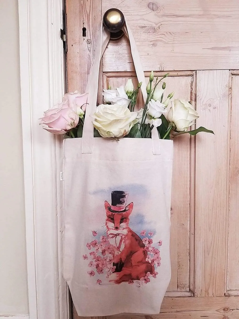 Cotton Canvas Shopping Tote Bag - Fox