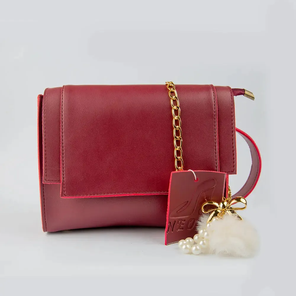 Cross Chain Bag-MAROON