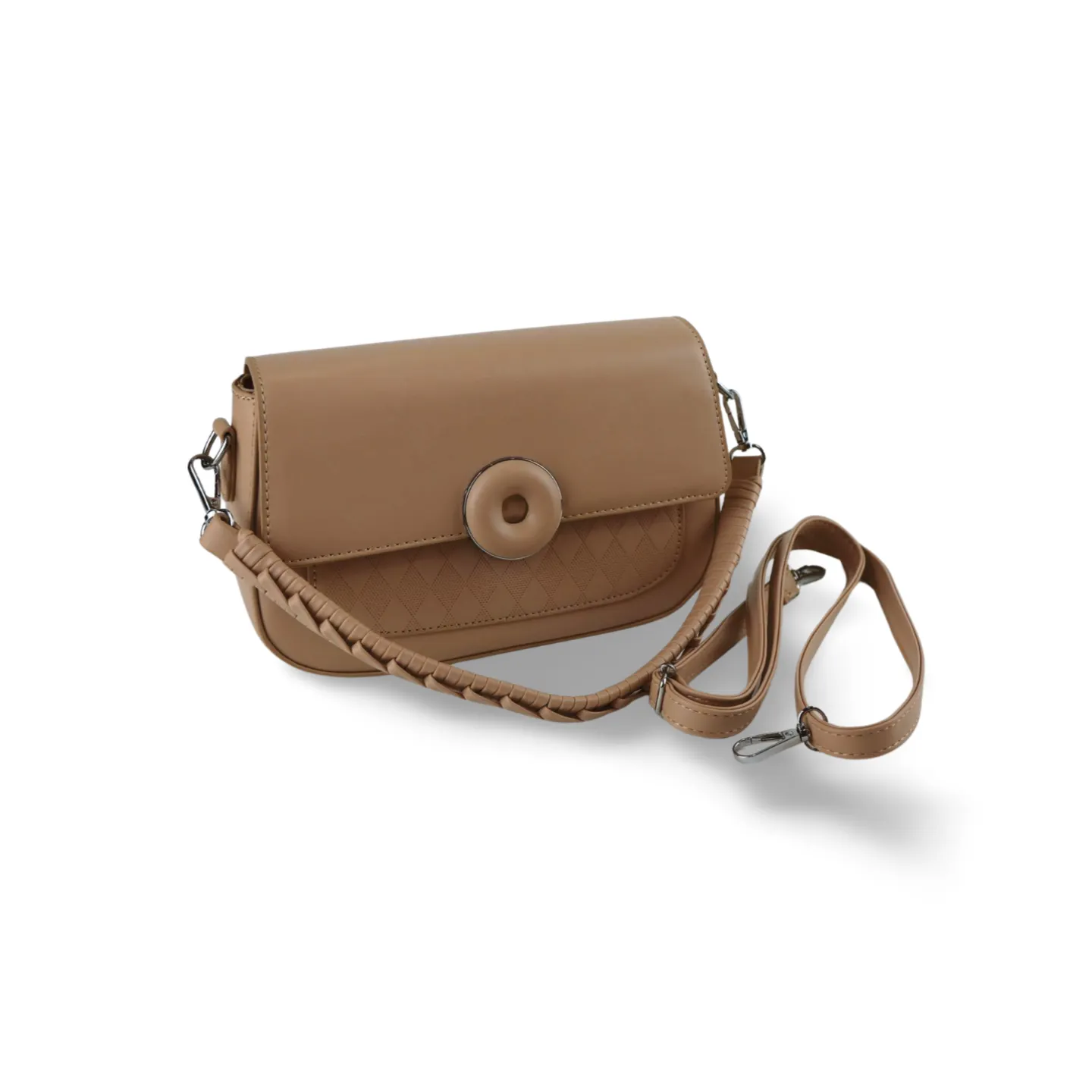 Crossbody Bag with Braided Strap and Ring Detail