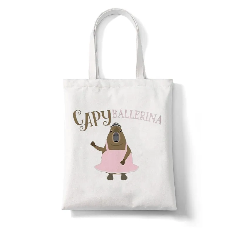 Cute Capybara Reusable Canvas Tote Bag