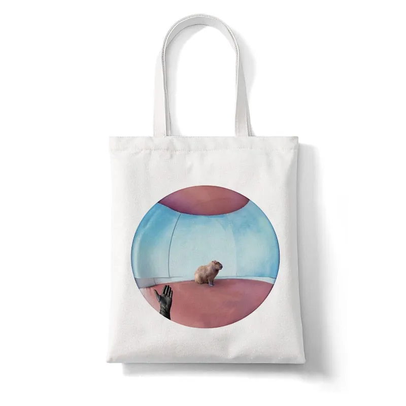 Cute Capybara Reusable Canvas Tote Bag