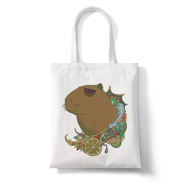 Cute Capybara Reusable Canvas Tote Bag