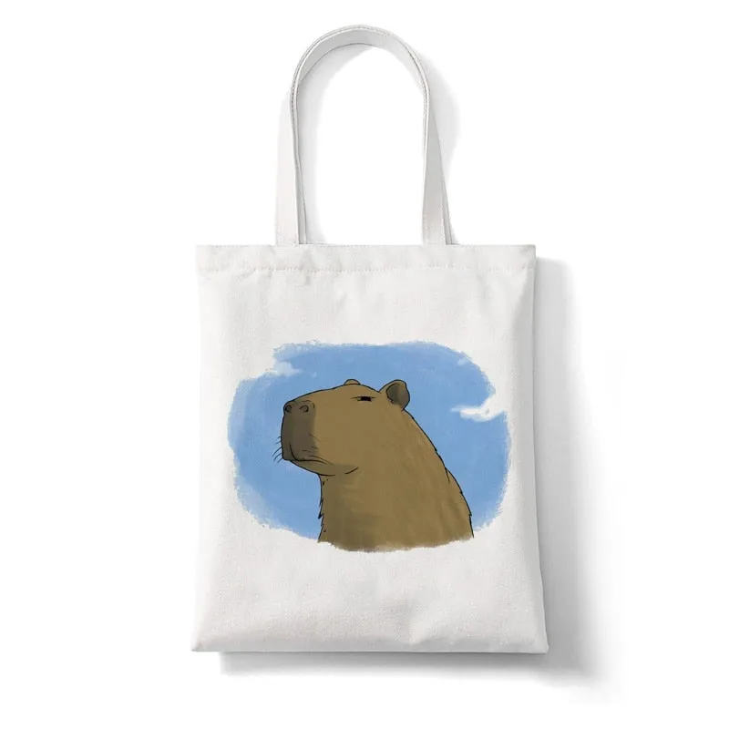 Cute Capybara Reusable Canvas Tote Bag