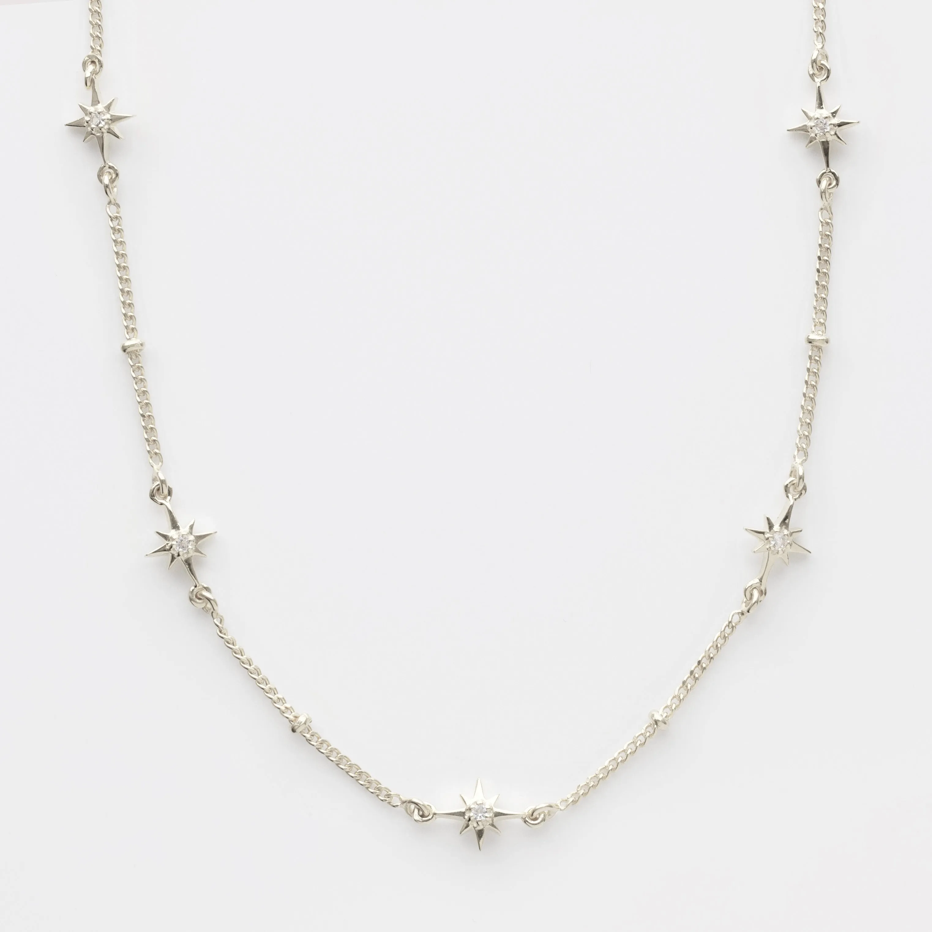 Dainty White Topaz Star Chain