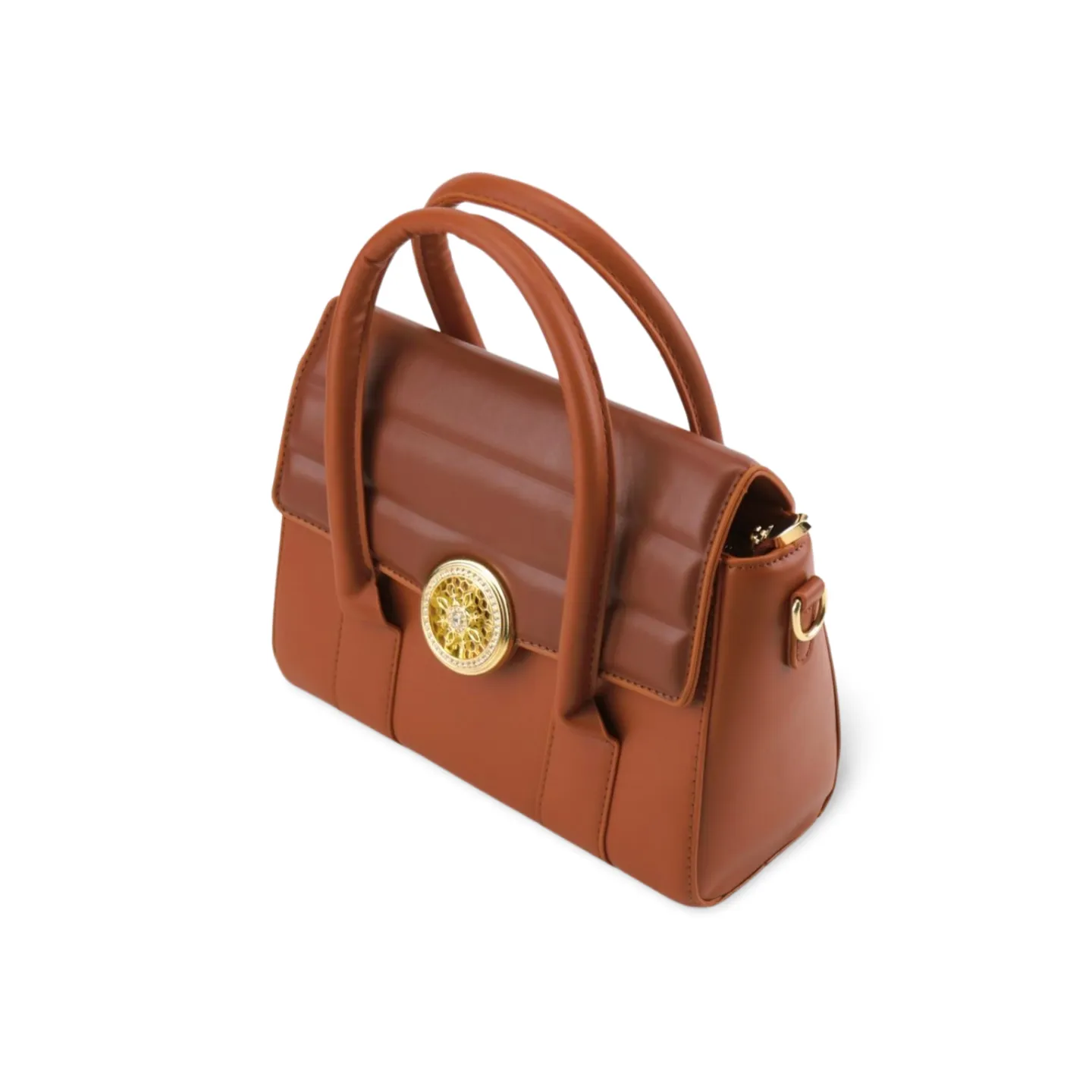 Elegant Two-Tone Satchel Purse with Gold Accents