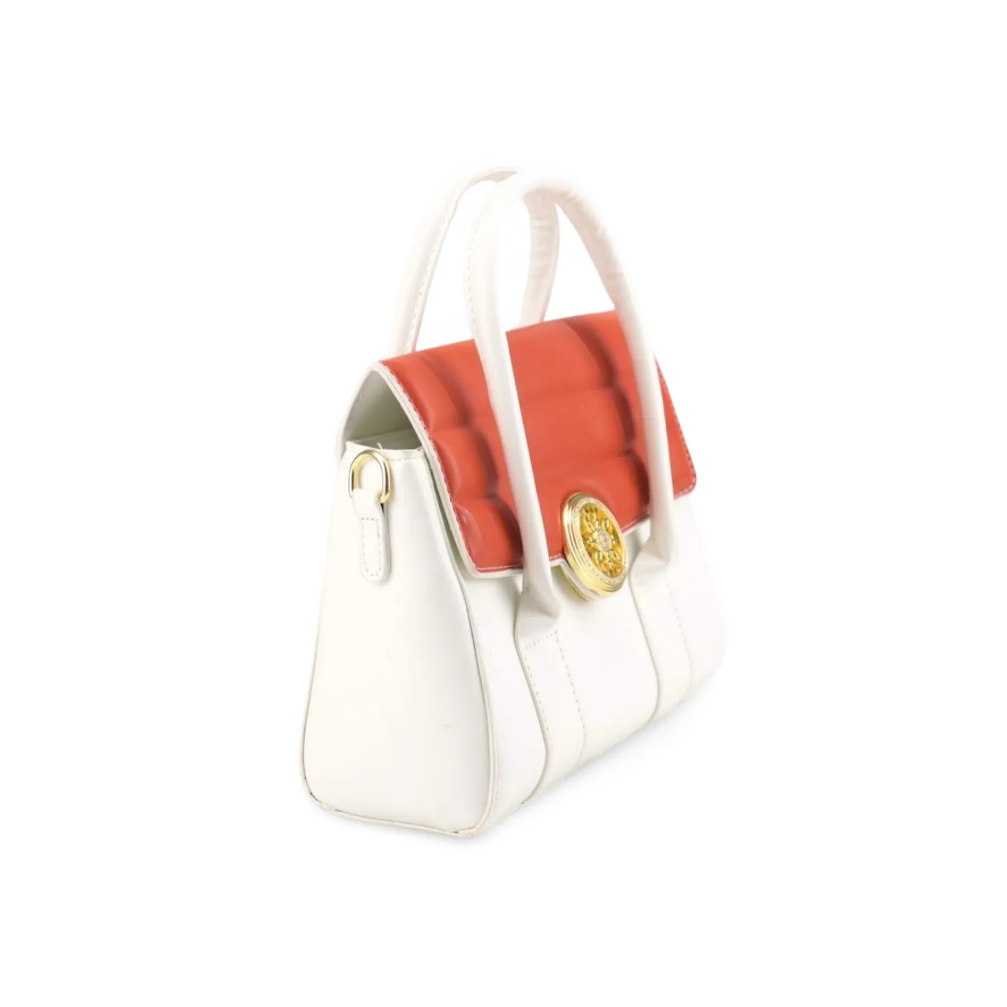 Elegant Two-Tone Satchel Purse with Gold Accents