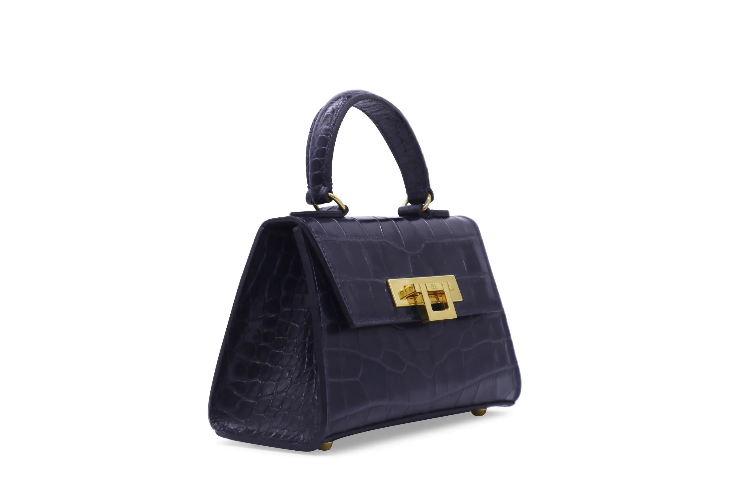 Fonteyn Mignon Orinoco 'Croc' Print Calf Leather Handbag - Navy