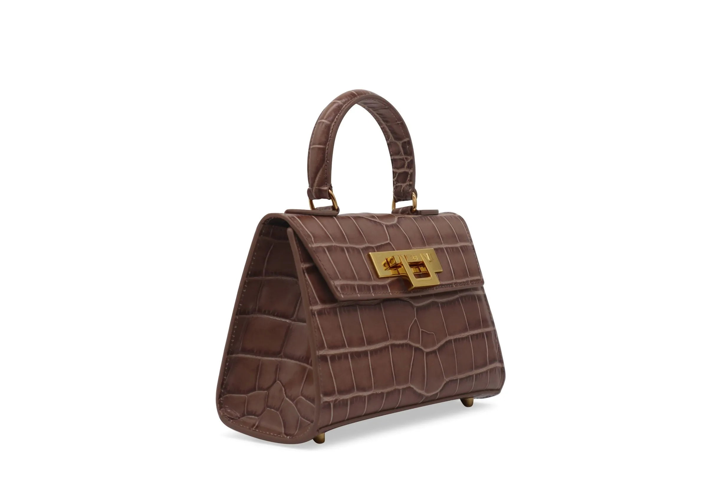 Fonteyn Mignon Orinoco 'Croc' Print Calf Leather Handbag - Taupe