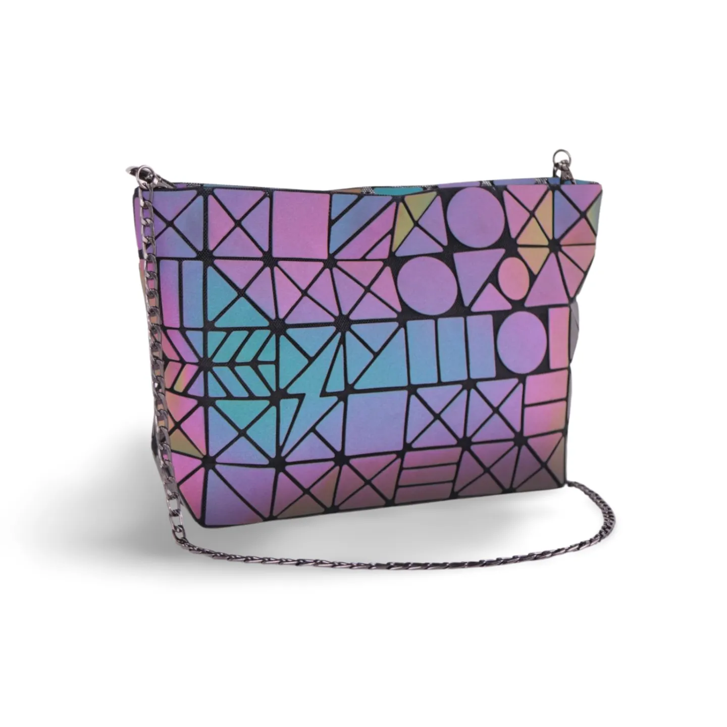 Geometric Holographic Luminous Crossbody Bag For Women