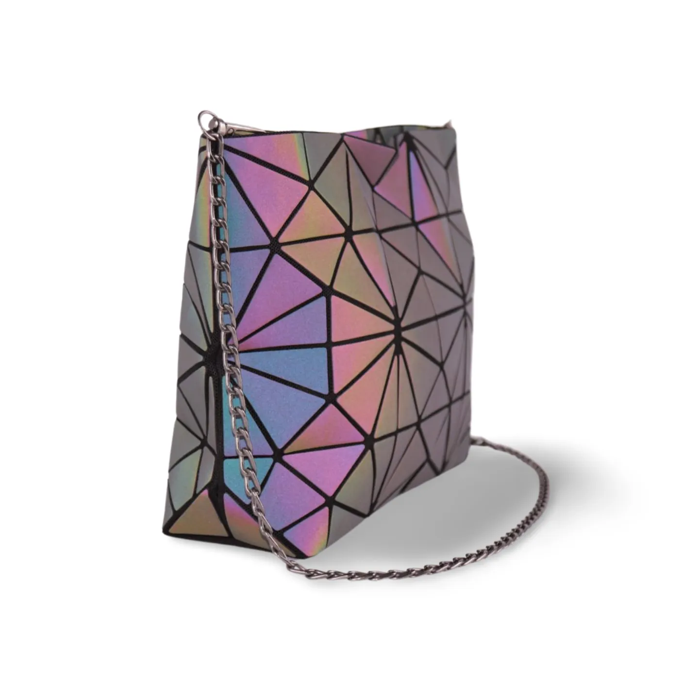 Geometric Holographic Luminous Crossbody Bag For Women