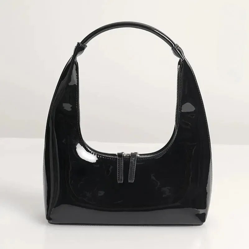 Glossy Leather Hobo Bag