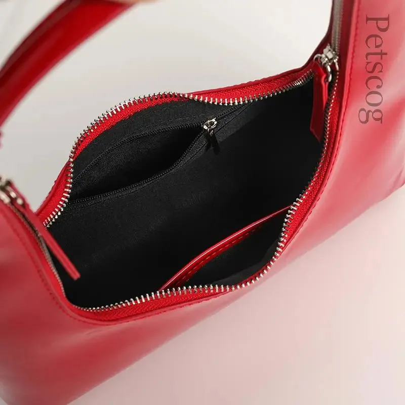 Glossy Leather Hobo Bag