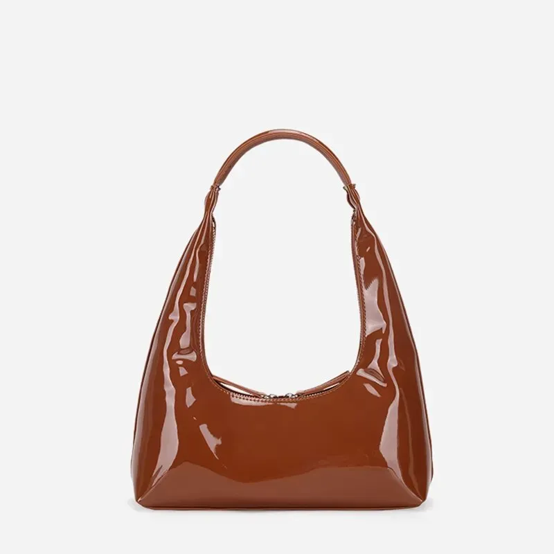 Glossy Leather Hobo Bag