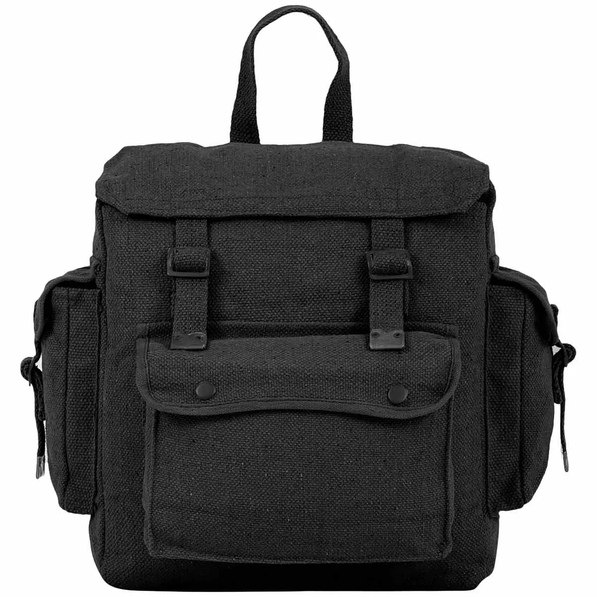 Highlander Black Canvas Webbing Backpack with Pockets - 18L