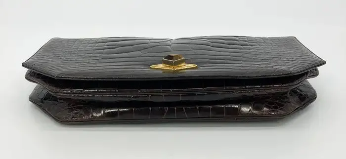 Judith Leiber Brown Alligator Clutch