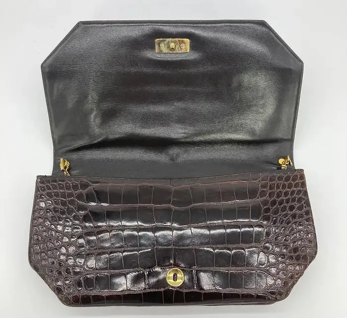 Judith Leiber Brown Alligator Clutch