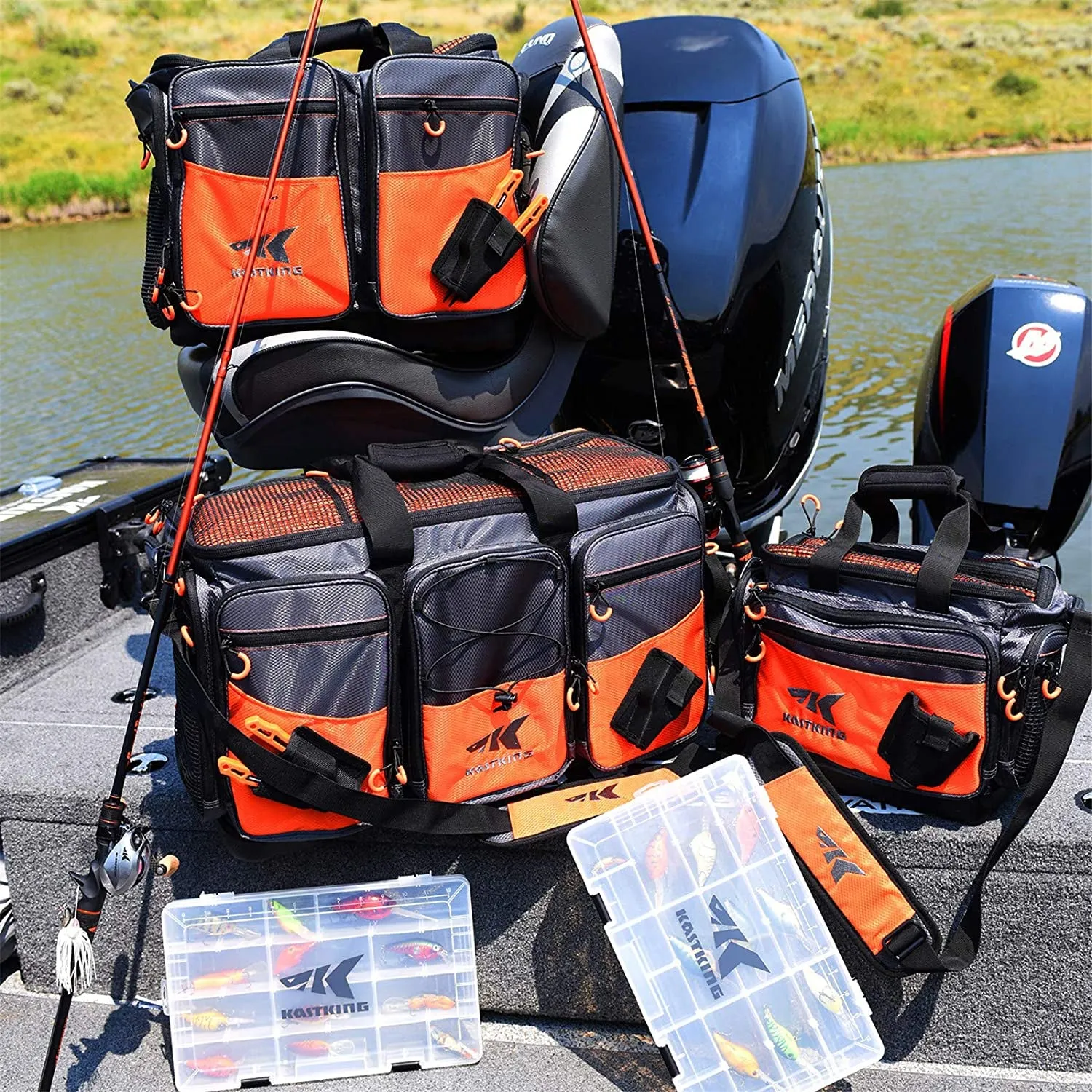 Kastking Fishing Tackle Bags - Large Saltwater Resistant Fishing Bags - Fishing Tackle Storage Bags