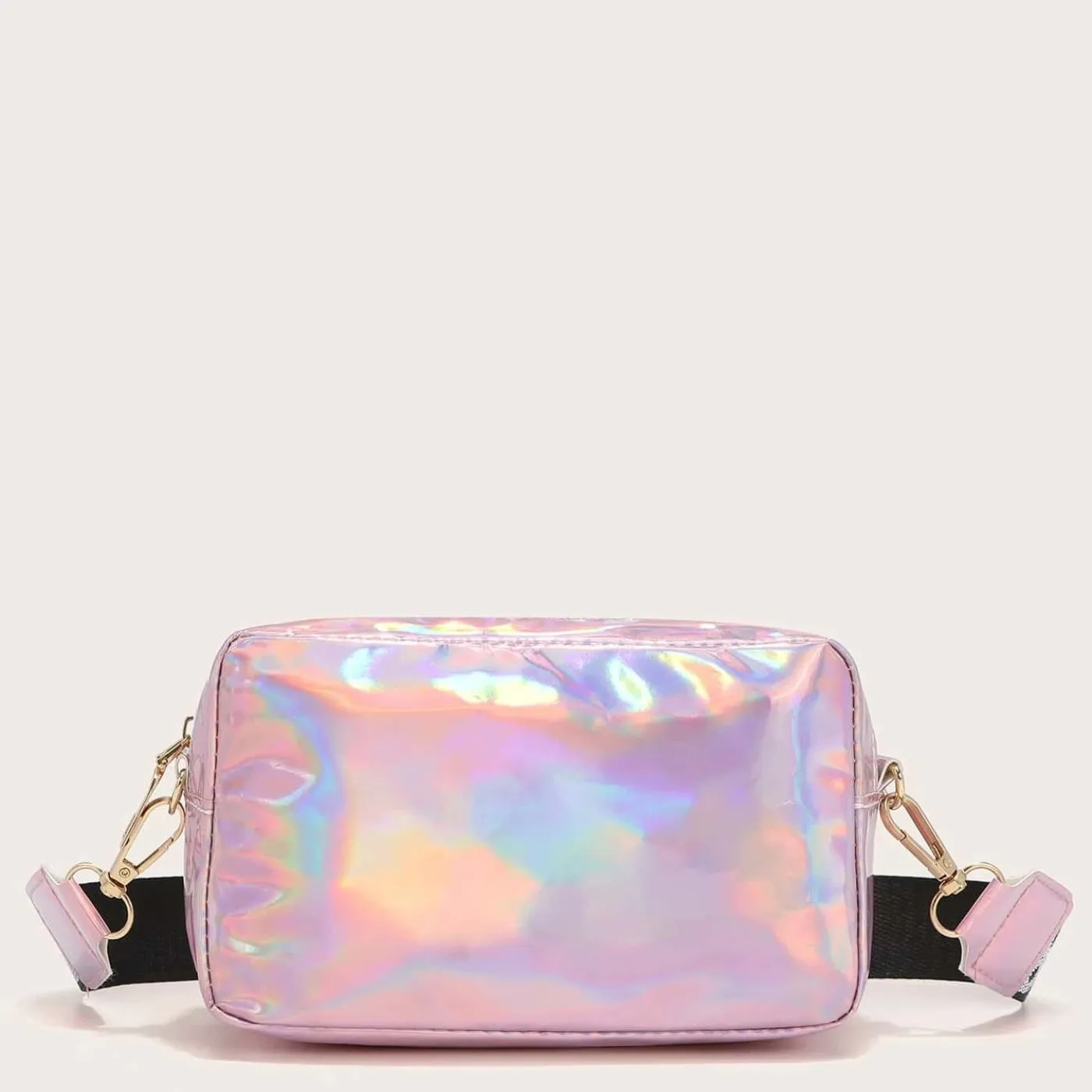 Letter Graphic Holographic Crossbody Bag