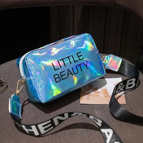 Letter Graphic Holographic Crossbody Bag