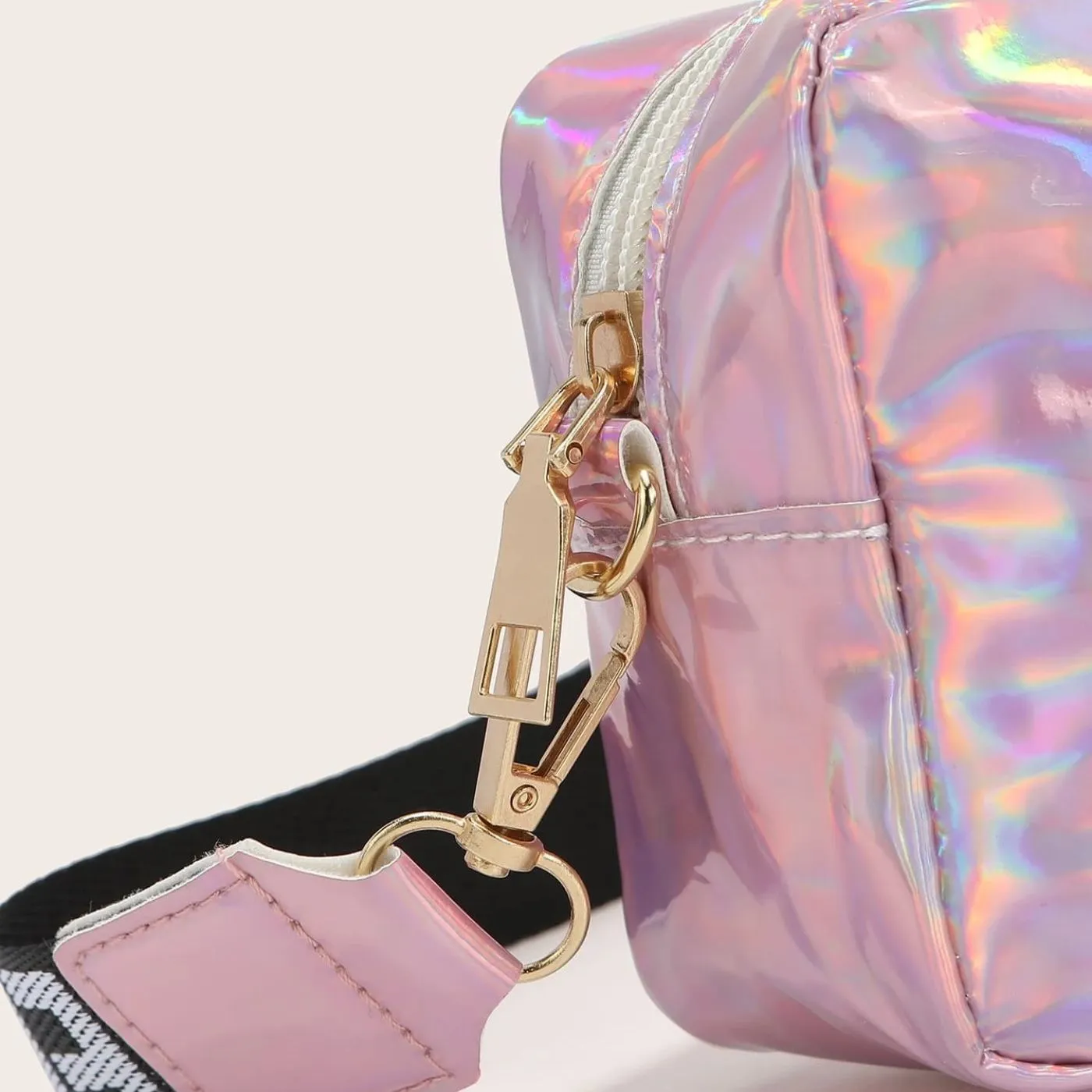 Letter Graphic Holographic Crossbody Bag