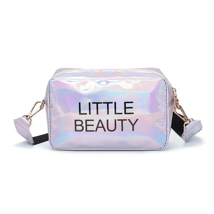 Letter Graphic Holographic Crossbody Bag