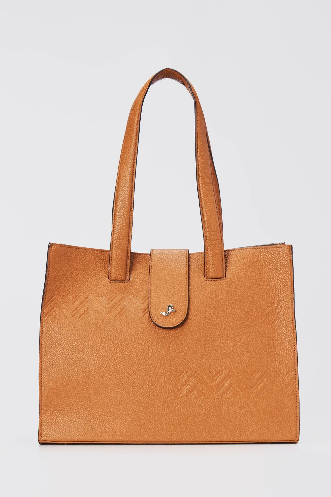 Medium leather tote in tan