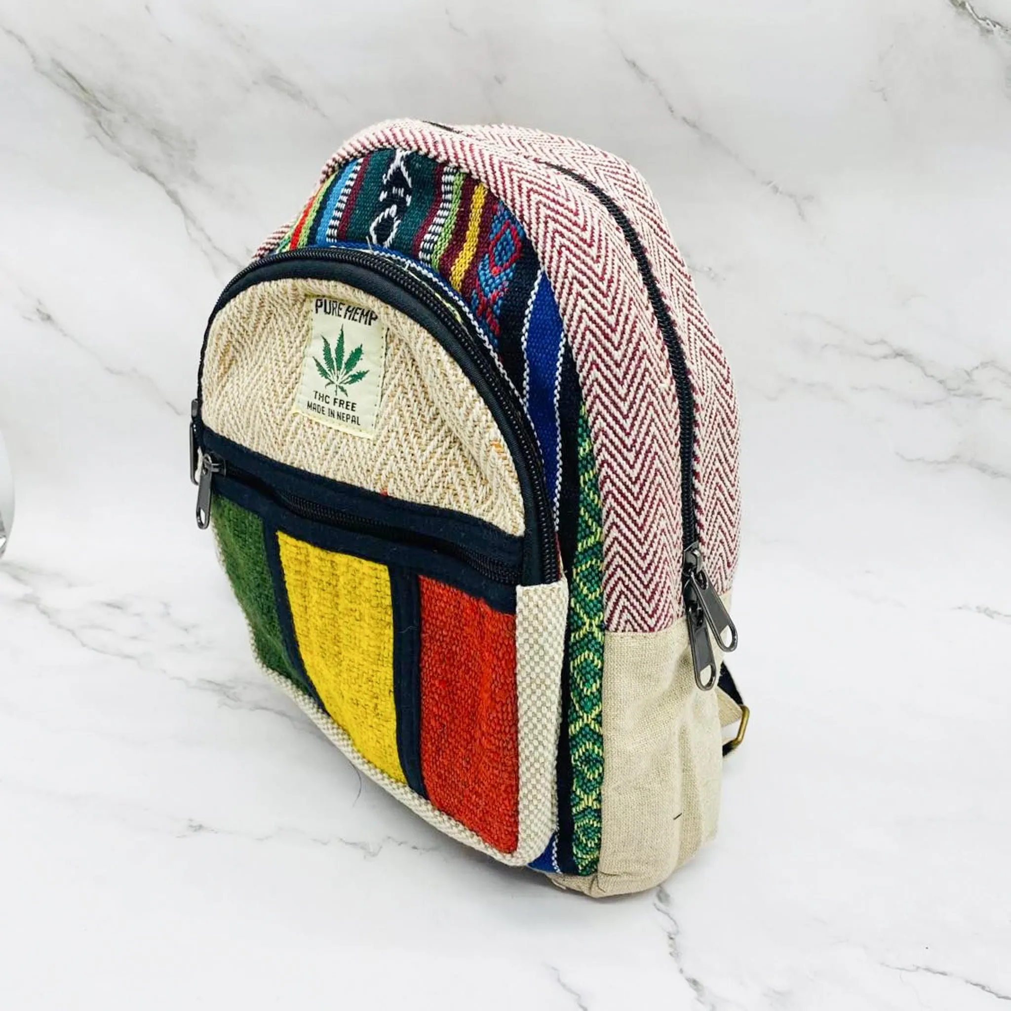 Mini Rasta Hemp Back Pack , Ecofriendly Unisex Bags, Vegan Back Pack