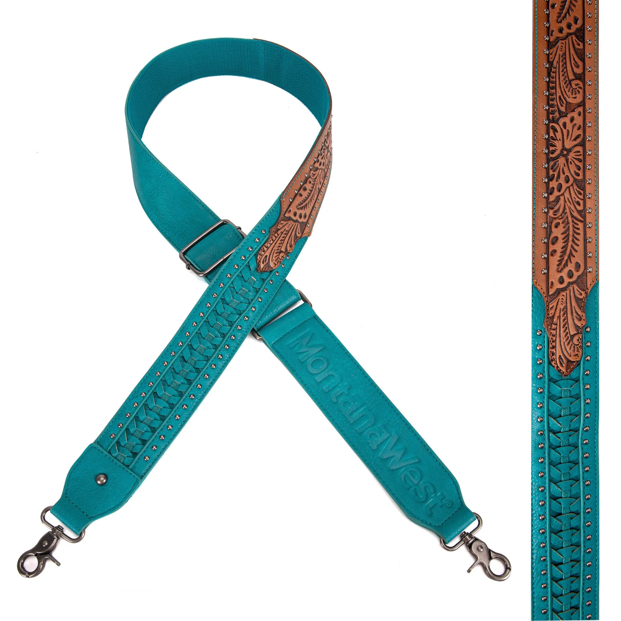 Montana West Western Turquoise Floral Tooled Crossbody Strap