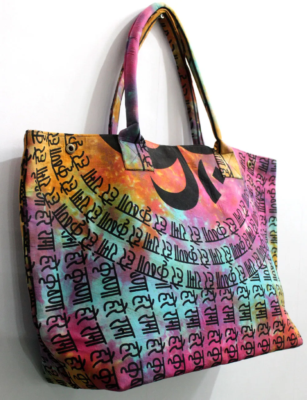 Multicolor OM Aum Tote Bag Hand Stitch Shopping Bag