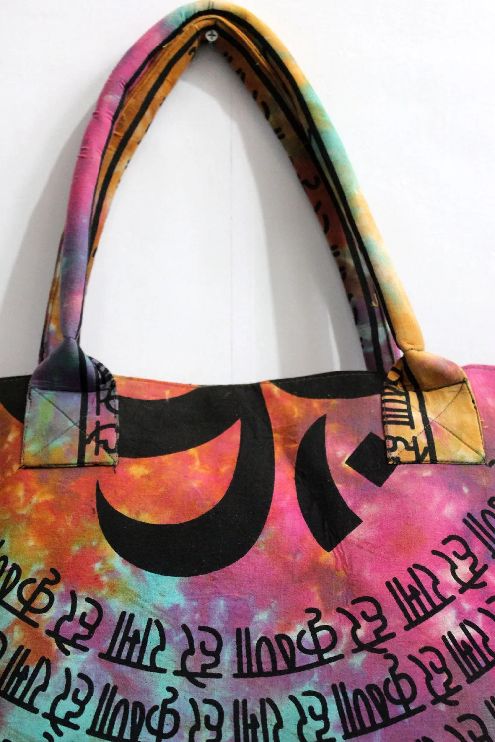 Multicolor OM Aum Tote Bag Hand Stitch Shopping Bag