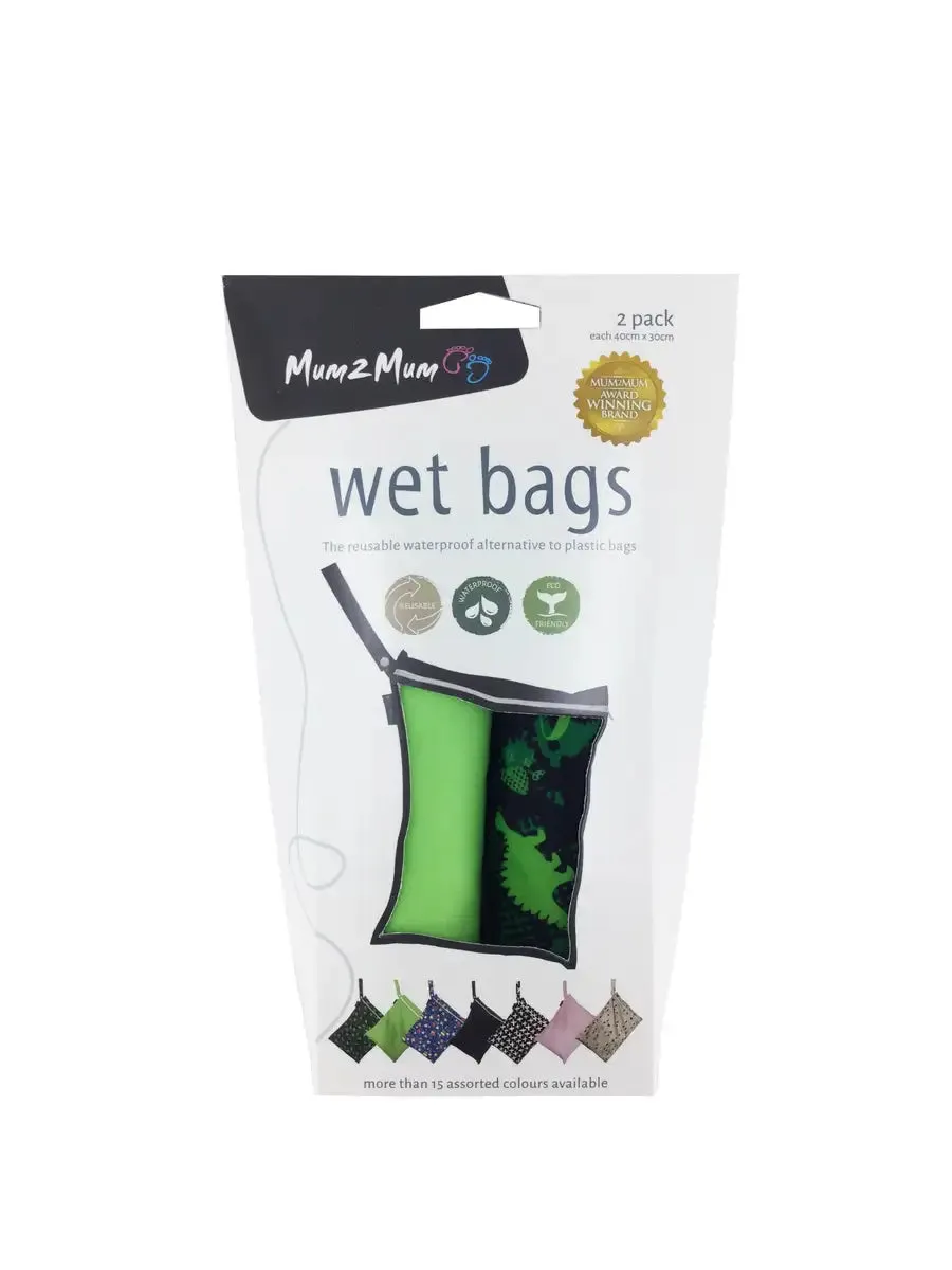 Mum2Mum Wet Bags Twin Pack - DINO / LIME