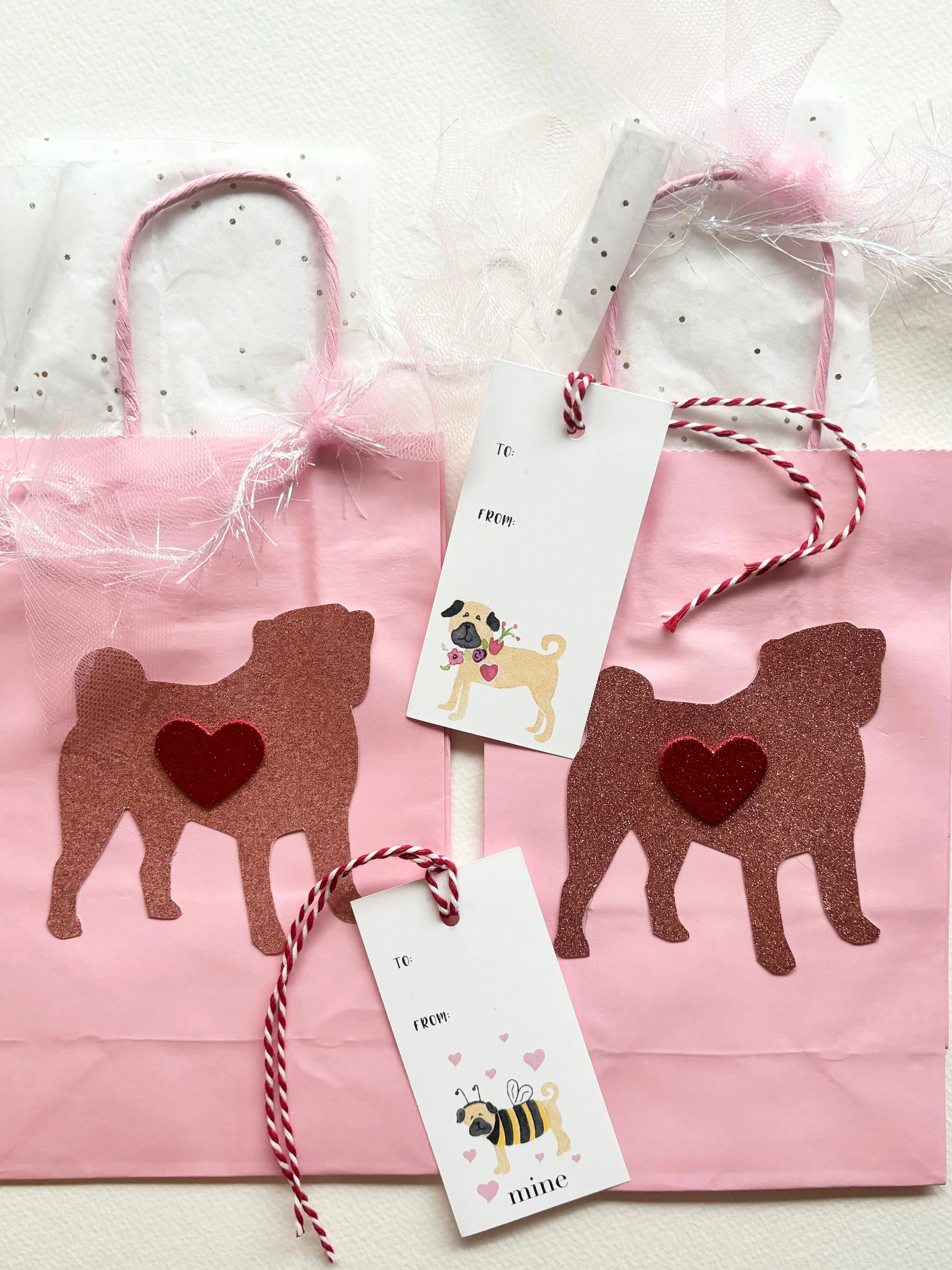 Pug Valentine Gift bags