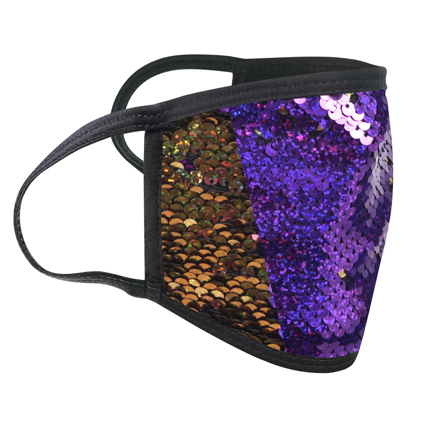 Purple-Gold Adult Sequin Face Mask