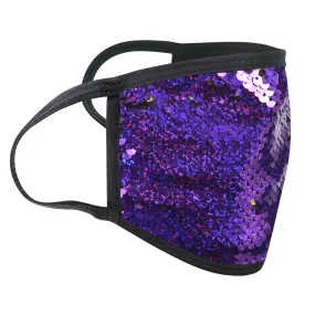 Purple-Gold Adult Sequin Face Mask