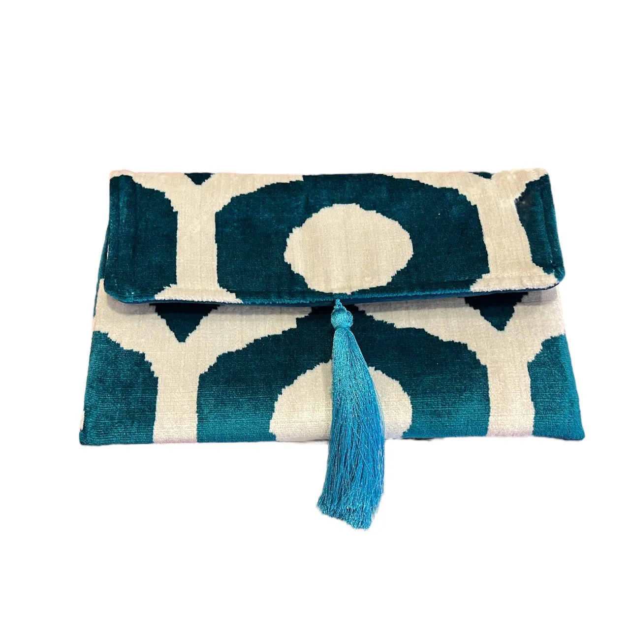 Silk and Velvet Clutch Bag Blue