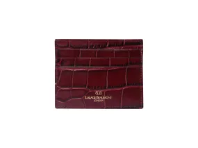 Single Card Holder Orinoco 'Croc' Print Calf Leather - Wine