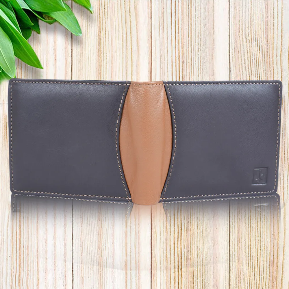 Stylish Multicolor Genuine Leather Slim Men's Wallet With Coin Pocket