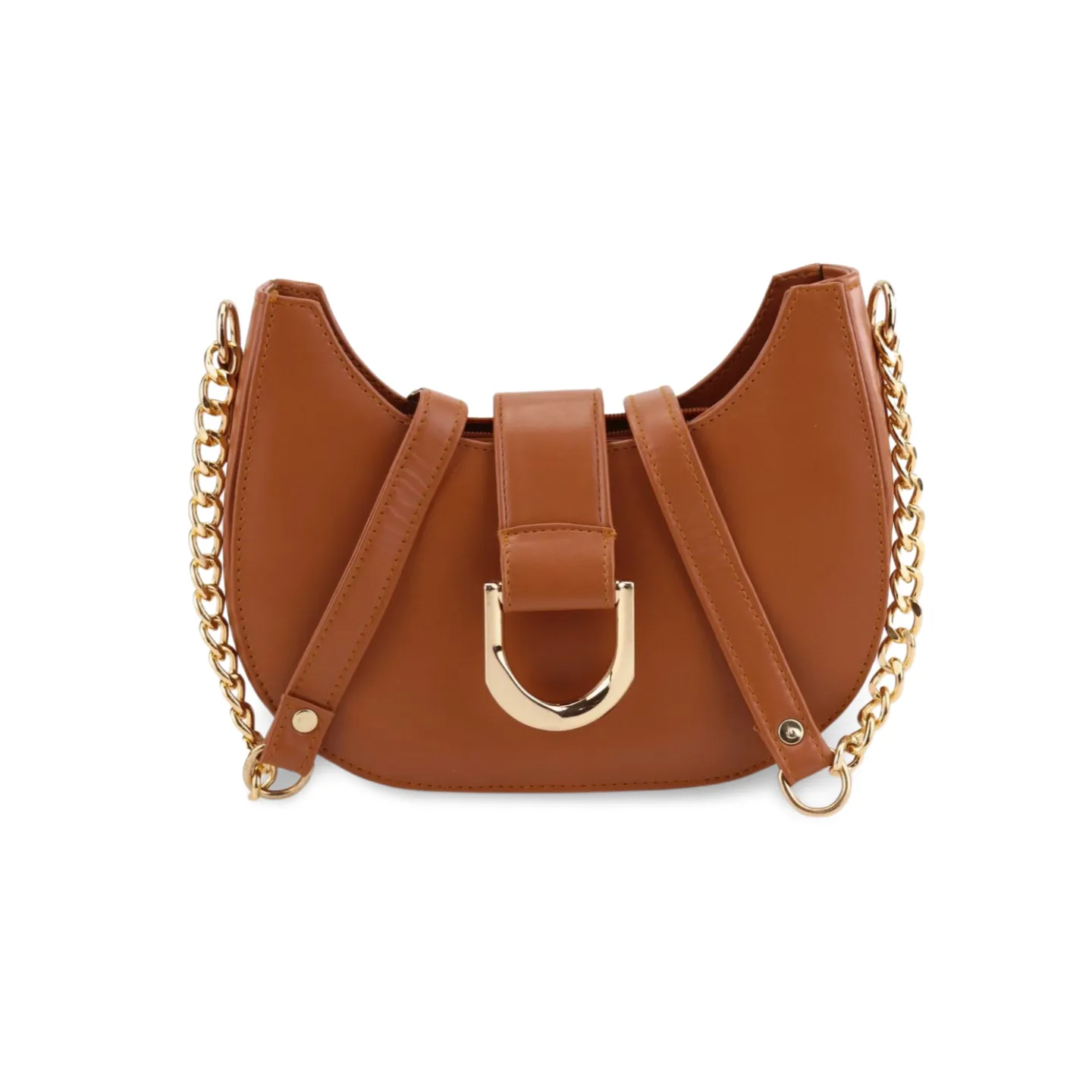 Stylish U-Shaped Buckle Crossbody Bag with Gold Chain Strap